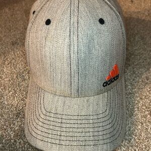 Adidas Heather Gray Cap with Vibrant Orange Logo